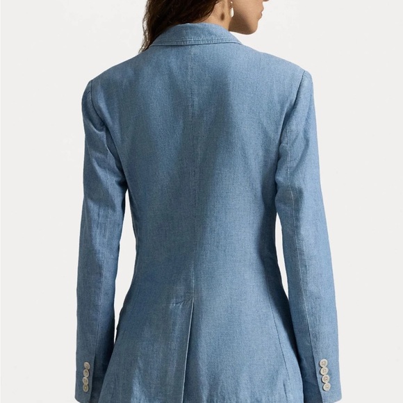 NWT Polo Ralph Lauren Women Chambray Double-Breasted Blazer Size 8 $698 - Picture 2 of 5